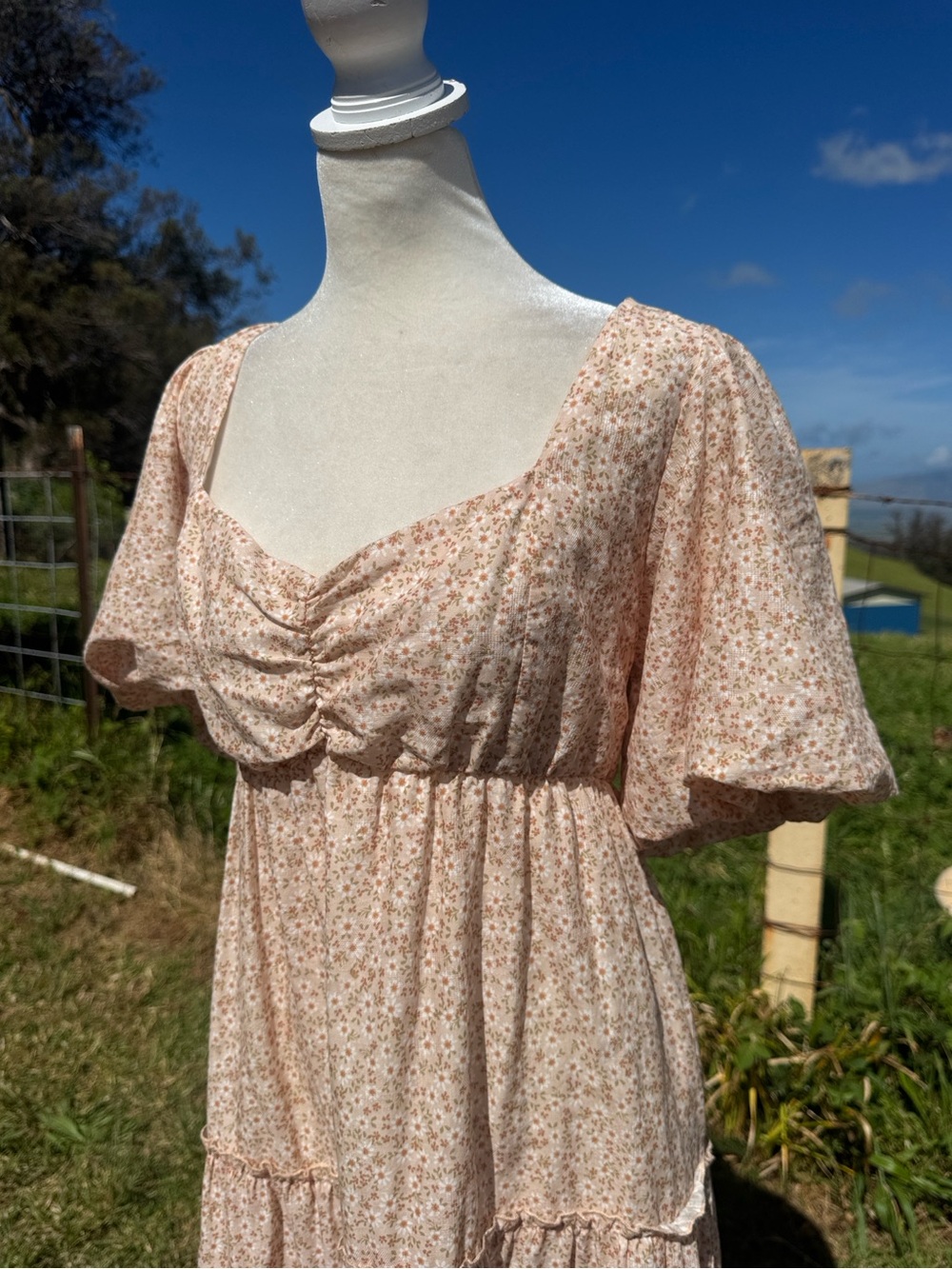 Show Me Your Mumu Odette Midi Dress Ditsy Floral Linen Blend Peasant Feminine L - Picture 4 of 11